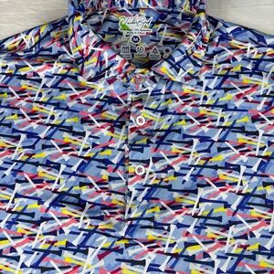 Tailorbyrd Men's Blue Multicolor Tee Patterned Golf Polo
